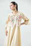 Buy_Seams Pret And Couture_Ivory Crepe Embroidered Thread Collar Valery Floral Jacket With Dress _Online_at_Aza_Fashions