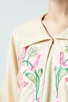 Shop_Seams Pret And Couture_Ivory Crepe Embroidered Thread Collar Valery Floral Jacket With Dress _Online_at_Aza_Fashions