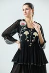 Buy_Seams Pret And Couture_Black Georgette Embroidered Thread Geometric Reem Floral Dress _Online_at_Aza_Fashions