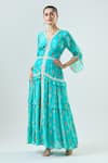 Buy_Seams Pret And Couture_Blue Crepe Print Floral V-neck Stella Maxi Dress _Online_at_Aza_Fashions