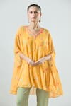 Shop_Seams Pret And Couture_Yellow Georgette Print Floral V-neck Saira Top With Pant _Online_at_Aza_Fashions