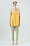 Buy_Seams Pret And Couture_Yellow Georgette Print Floral V-neck Saira Top With Pant 