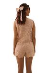 Buy_Label Deepika Nagpal_Pink Flora Mesh Embroidered Lace V Neck Vest With Shorts 