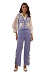 Buy Label Deepika Nagpal Blue Collared, V-neck Embroidered Vest And Pant Set Online at Aza Fashions Buy_Label Deepika Nagpal_Blue Collared, V-neck Embroidered Vest And Pant Set _Online_at_Aza_Fashions