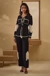 Buy Label Deepika Nagpal Black Cotton, Linen Lace Collared Sleeve Shirt And Pant Set at Aza Fashions Buy_Label Deepika Nagpal_Black Cotton, Linen Lace Collared Sleeve Shirt And Pant Set _at_Aza_Fashions