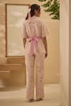Shop Label Deepika Nagpal Pink Cotton, Collared Candy Flora Mesh Shirt And Pant Set at Aza Fashions Shop_Label Deepika Nagpal_Pink Cotton, Collared Candy Flora Mesh Shirt And Pant Set _at_Aza_Fashions