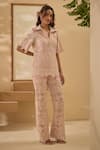 Buy Label Deepika Nagpal Pink Cotton, Collared Candy Flora Mesh Shirt And Pant Set Online at Aza Fashions Buy_Label Deepika Nagpal_Pink Cotton, Collared Candy Flora Mesh Shirt And Pant Set _Online_at_Aza_Fashions