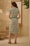 Shop_Label Deepika Nagpal_Green White Peony Mesh Embroidery Lace Collar Forest Floral Dress With Belt _at_Aza_Fashions