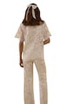 Shop_Label Deepika Nagpal_White Iris Mesh Embroidered Lace Collared Detailed Shirt With Pant 