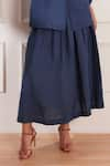 tara and i_Blue 100% Hemp Moroccan Box Pleat Skirt _Online_at_Aza_Fashions