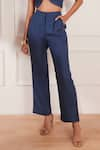 tara and i_Blue 100% Hemp Straight Fit Pleated Trouser _Online_at_Aza_Fashions