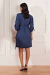 Shop_tara and i_Blue 100% Hemp Lapel Wrap Jacket Dress _at_Aza_Fashions