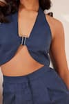 tara and i_Blue 100% Hemp Halter Neck Bustier _Online_at_Aza_Fashions