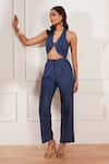 Buy_tara and i_Blue 100% Hemp Halter Neck Bustier _Online_at_Aza_Fashions