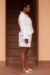 Urbankali_White Cotton Linen Lapel Collar Rae Peplum Shirt With Shorts _Online_at_Aza_Fashions