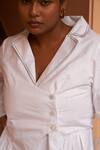 Buy_Urbankali_White Cotton Linen Lapel Collar Rae Peplum Shirt With Shorts _Online_at_Aza_Fashions