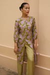 Buy_Urbankali_Green Viscose Muslin Print Floral Round Adhira Garden Kurta With Pant 