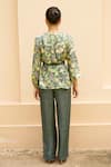 Shop_Urbankali_Green Viscose Muslin Print Botanical Lapel Aesha Shirt With Pant _at_Aza_Fashions