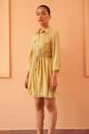 Buy_Urbankali_Yellow R Crush Dobby Collar Giva Drawstring Dress 