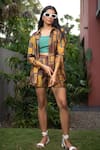 Buy_Urbankali_Yellow Viscose Muslin Print Floral Collar Velma Patchwork Shirt With Shorts _at_Aza_Fashions