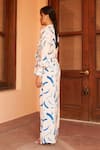 Shop_Urbankali_Blue Viscose Muslin Print Abstract Collar Cassia Shirt With Pant _at_Aza_Fashions