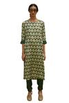 Urbankali_Green Viscose Muslin Print Floral Round Aahna Kurta With Pant _Online_at_Aza_Fashions