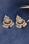 Shop_Samyukta Singhania_Gold Plated Kundan Floral Stone Tassel Earrings _at_Aza_Fashions