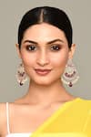 Samyukta Singhania_Gold Plated Kundan Floral Stone Tassel Earrings _Online_at_Aza_Fashions