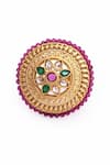 Samyukta Singhania_Gold Plated Kundan Floral Carved Ring _Online_at_Aza_Fashions