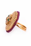 Shop_Samyukta Singhania_Gold Plated Kundan Floral Carved Ring _Online_at_Aza_Fashions