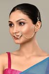 Buy_Samyukta Singhania_Gold Plated Kundan Tear Drop Carved Nose Ring _at_Aza_Fashions