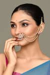 Buy_Samyukta Singhania_Gold Plated Kundan Floret Carved Nose Ring _at_Aza_Fashions