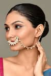 Buy_Samyukta Singhania_Gold Plated Kundan Flower Carved Nose Ring _at_Aza_Fashions