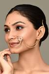 Buy_Nazaakat By Samara Singh_Gold Plated Rhinestones, Diamonds Floral Bloom Carved Nose Ring_at_Aza_Fashions