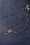 Shop_Nazaakat By Samara Singh_Gold Plated Rhinestones, Diamonds Floral Bloom Carved Nose Ring_at_Aza_Fashions