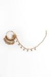 Samyukta Singhania_Gold Plated Kundan Floral Spike Carved Nose Ring _Online_at_Aza_Fashions