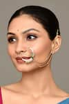 Buy_Samyukta Singhania_Gold Plated Kundan Polki Embellished Carved Nose Ring _at_Aza_Fashions