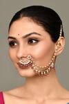 Buy_Samyukta Singhania_Gold Plated Kundan Embellished Layered Nose Ring _at_Aza_Fashions