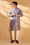 Shop_Alaya Advani_Purple Bundi And Kurta Silk Printed Geometric Nehru Jacket With Set _at_Aza_Fashions