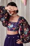 Shop_Blooming Threads_Purple Lehenga And Blouse Cotton Silk Embroidered Bagicha Printed Pleated Set _Online_at_Aza_Fashions