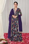 Buy_Blooming Threads_Purple Kurta And Sharara Georgette Printed Floral V Bagicha Embroidered Set _Online_at_Aza_Fashions