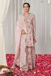 Buy_Blooming Threads_Pink Kurta And Sharara Georgette Printed Bagicha Sequin Embroidered Set _at_Aza_Fashions