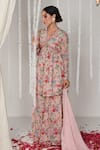 Shop_Blooming Threads_Pink Kurta And Sharara Georgette Printed Bagicha Sequin Embroidered Set _Online_at_Aza_Fashions