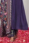 Blooming Threads_Purple Kurta And Pant Cotton Silk Printed Polka Dot V Neck Bagicha Set _Online_at_Aza_Fashions