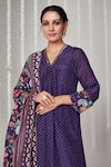 Buy_Blooming Threads_Purple Kurta And Pant Cotton Silk Printed Polka Dot V Neck Bagicha Set _Online_at_Aza_Fashions