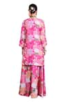 Buy_Blooming Threads_Pink Kurta And Sharara Cotton Silk Printed Floral V Neck Nargis Set _Online_at_Aza_Fashions