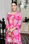 Blooming Threads_Pink Kurta And Sharara Cotton Silk Printed Floral V Neck Nargis Set _at_Aza_Fashions