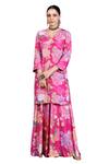 Buy_Blooming Threads_Pink Kurta And Sharara Cotton Silk Printed Floral V Neck Nargis Set 