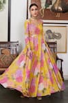 Buy_Blooming Threads_Yellow Anarkali Georgette Printed Floral Round Nargis Set _Online_at_Aza_Fashions