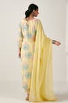 Shop_Blooming Threads_Yellow Cotton Silk Print Bloom V Neck Bagicha Kurta Pant Set _at_Aza_Fashions